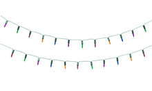 Collection String Of Christmas Lights Isolated On White Background With Clipping Path