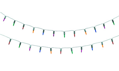 Wall Mural - collection string of christmas lights isolated on white background with clipping path