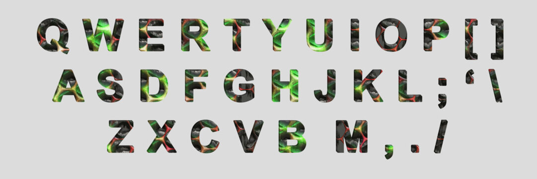 Creative typeset- stylish classic font. 3d illustration character collection