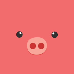 Wall Mural - Simple face of Pig. Animal Face Illustration. Isolated Vector Illustration.