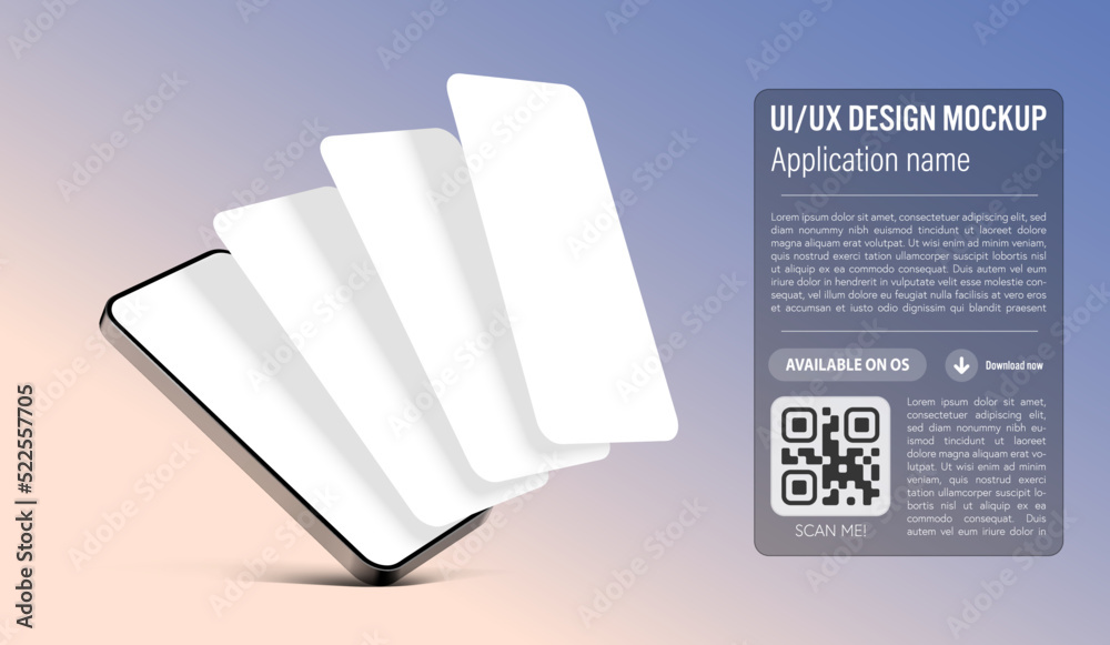 UI or UX smartphone mobile app template on gradient blue and pink ...