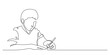 © gthd - one line drawing of happiness boy student writing
