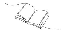 Continuos Line Drawing Of Book Opening Vector Illustration