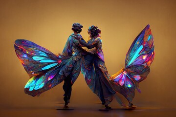 Wall Mural - Digital art of a pair of human butterfly