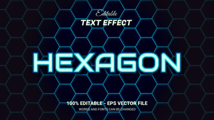 Wall Mural - hexagon neon editable text effect