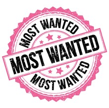 MOST WANTED Text On Pink-black Round Stamp Sign