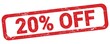 20% OFF text written on red rectangle stamp.