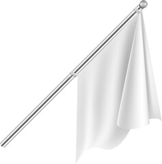 Wall Mural - Realistic flag on metal pole. White blank fabric