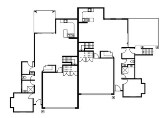 Naklejka na meble Floor plan. Interior. 2d floor plan for real estate. Home plan. 3D design of home space. Floor plan. 2d floor plan. Black&white floor plan.  Autocad drawing.  