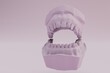 plaster model of the jaw for diagnosis. services of a dentist for examination of the oral cavity. open plaster model of the jaw on a pastel background. copy paste, copy space.3d render.3d illustration