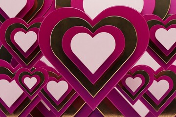 Poster - abstract background consisting of patterns of multi-colored hearts. declaration of love, congratulations on Valentine's Day. 3d render. 3d illustration