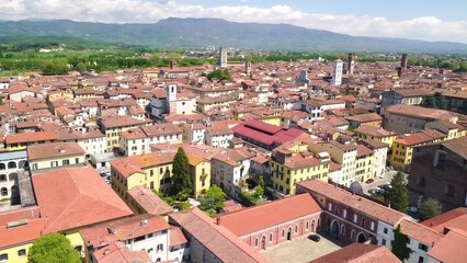 Sticker - Aerial view of Lucca cityscape in spring season, Tuscany - Italy