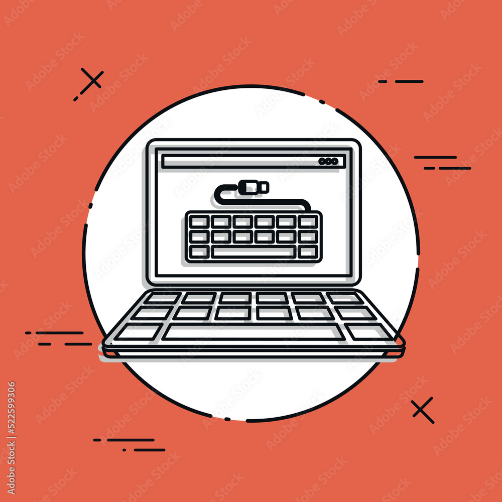 Usb Keyoard Icon Usb keyboard - Vector flat minimal icon Stock Vector | Adobe Stock