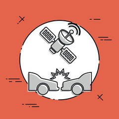  Satellite protection for car crashes - Vector web icon