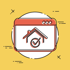 Sticker - Pick house - Vector icon for computer website or application