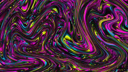 Wall Mural - abstract colorful glitch grunge neon and black wavy background