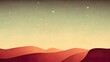 © Fortis Design - Flat 2d, minimalistic desert. 4k wallpaper showing an orange desert with hills, mountains, sand, sky and clouds. Vintage landscape background.