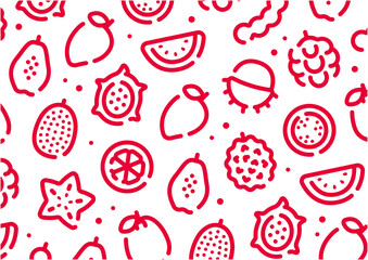 Poster - Tropical fruits pattern background for graphic design.A-size horizontal.