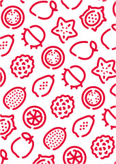 Poster - Tropical fruits pattern background for graphic design.A-size vertical.