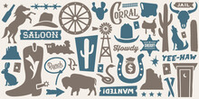 Western Icons Collection | Cowboy Symbols Set | Vector Old West Silhouettes | Southwest Emblems