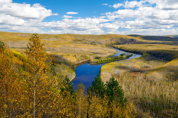 Wall Mural - Autumn Fairy dragon Bay landscpe in Mohe city Heilongjiang province, China.