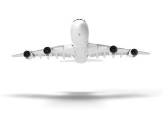 3D render airplane in the sky with isolated on white