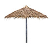 Single beach umbrella parasol made of coconut leaf isolated on transparent background