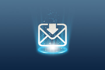 Poster - Concept for email marketing using a computer to send messages with an email address icon and an envelope icon. 3d redering