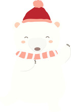 Polar Bear Wears Scarf And Hat Illustration