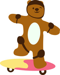 bear skateboarding illustration