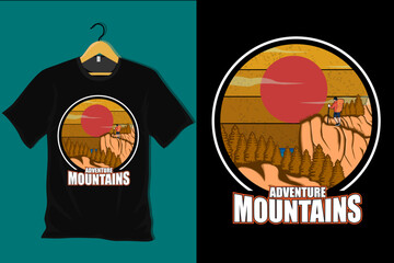 Wall Mural - Adventure Mountains Retro Vintage T Shirt Design