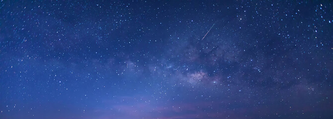 Wall Mural - panorama view universe space and milky way galaxy with stars on night sky background.