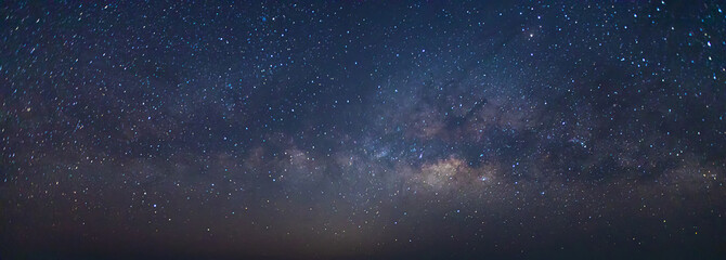 Wall Mural - panorama view universe space and milky way galaxy with stars on night sky background.