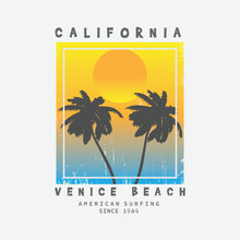 California Venice Beach Illustration T-shirt And Apparel Design
