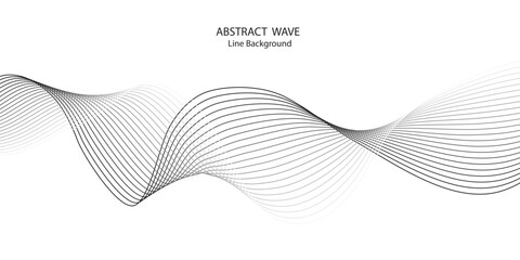 Wall Mural - Abstract wavy gray stream element for design on a white background isolated. It used for Web, Desktop background, Wallpaper, Business banner, poster. Wave with lines created using blend tool.