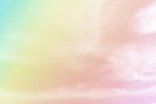 Abstract Blurred Soft Cloud Background With A Pastel Multicolored Gradient. For Card Design Or Wallpaper.