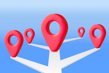 Poster - 3D Location Map Pin Isolated on White.