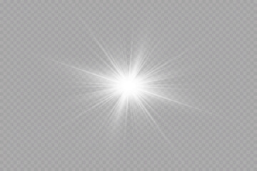 Glow effect. Star on transparent background.Bright sun. Vector illustration.