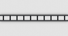 Old Cinematic Frame. Vintage Video Border. Seamless Photo Roll On Transparent Background. Retro Camera Reel With Slide. Close-up Cinema Seamless Strip. Vector Illustration.
