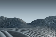 Abstract Gray Sand Desert Landscape Wallpaper. Nature Concept And 3D Rendering.
