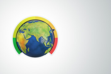 Poster - Creative globe earth with climate scale on white background with mock up place. Global warming concept. 3D Rendering.