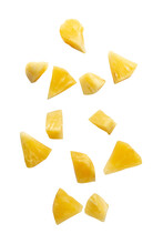 Falling Pineapple Slices Cutout, Png File.