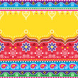 Indian and Pakistani truck art vector design with empty space for text, Jingle trucks seamless textile or greeting card pattern

