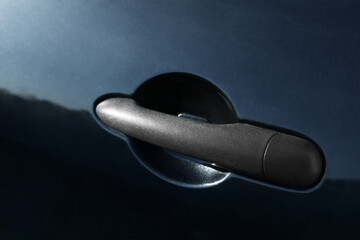 Wall Mural - Car with door handle outdoors, closeup view