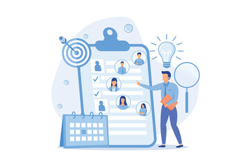 Wall Mural - Project management Business analysis, planning process, project management software, waterfall method, agile methodology, IT professional flat design modern illustration