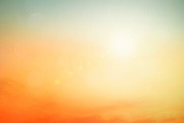 Wall Mural - Abstract blurred sunlight beach colorful blurred background with retro effect autumn sunset sky have blue bright, white and color orange calm.
