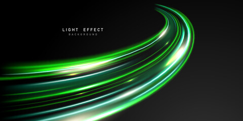 Wall Mural - blurred green neon light line design modern abstract vector illustration