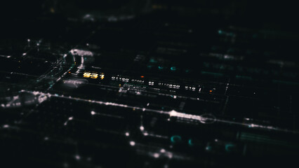 Aufkleber - Advance digital generated motion abstract matrix cyber environment big data analytic artificial intelligent metaverse simulation, head up display background