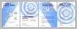 Models of hybrid work blue brochure template. Scheduling. Leaflet design with linear icons. Editable 4 vector layouts for presentation, annual reports. Arial, Myriad Pro-Regular fonts used