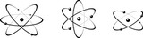 Fototapeta  - Atom icon in flat design. Molecule symbol or atom symbol isolated on white background.